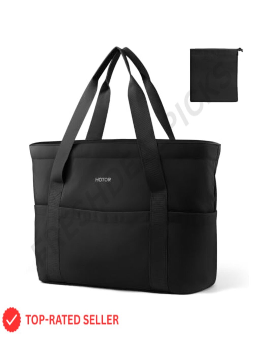 Large Foldable Tote Bag with Zipper and Pouch - Travel Shoulder Bag, Polyester